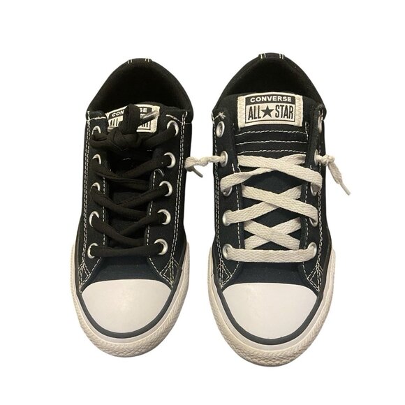 Converse‎ All Star Kids Knit Slip Sneakers Black/White Youth Size 2.5 - Picture 2 of 8